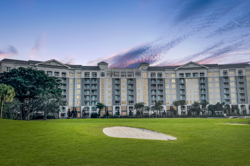 Luxury West Palm Beach Apartment Community overlooking a golf course
