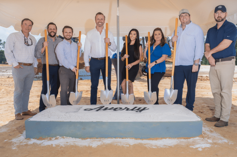 Team ECI Breaks Ground on The Averly Richmond HIll with shovels